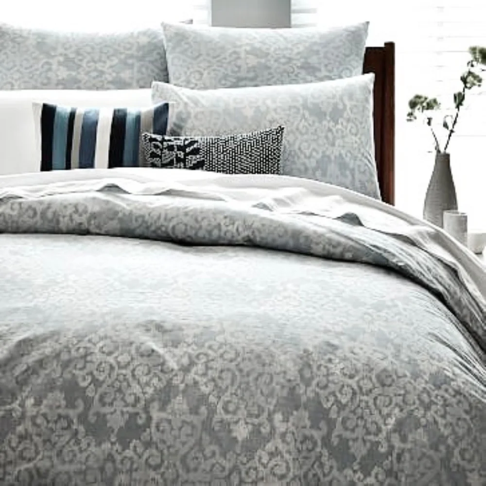 West Elm Gray Organic Scroll Arabesque Print Standard Sham